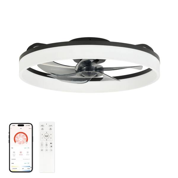 TOZING 20 in. LED Indoor Black Standard Dimmable Matte Modern Low