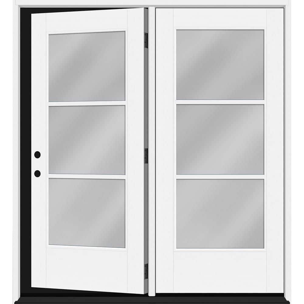 60 in. x 80 in. Icon 3L Modern Clear Glass Primed RH Center-Hinged Unfinished Fiberglass Retro Patio Door w/ 4 in. Jamb price history on PriceWatchPro