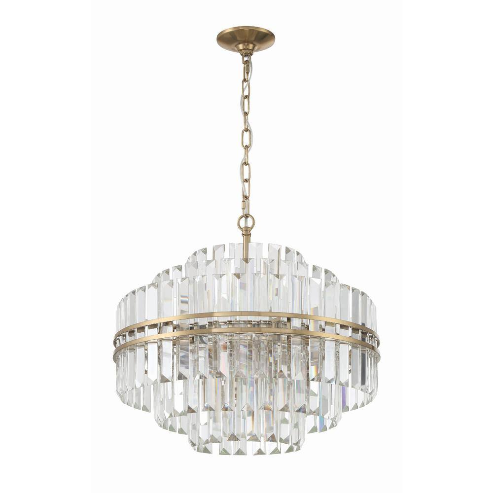 Aged Brass and Crystal 12-Light Chandelier