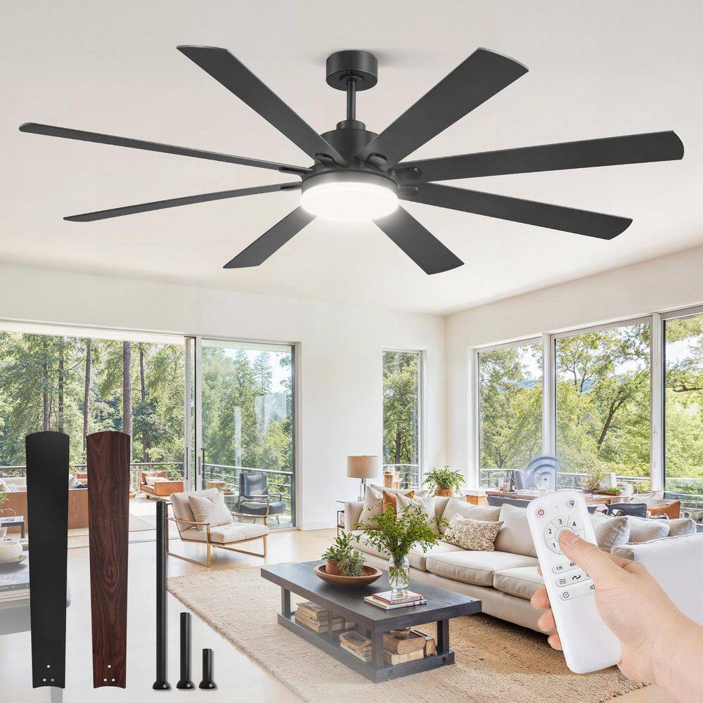 72 in. Large Indoor/Outdoor Black Modern Ceiling Fan with Lights and Remote for Living Room Reversible Quiet DC Motor price history on PriceWatchPro