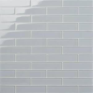 Contempo Gray 2 in. x 8 in. x 8mm Polished Glass Floor and Wall Tile (36 pieces 4 sq.ft./Box)
