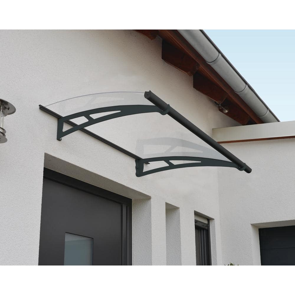 Modern Black and Clear Polycarbonate Door Awning with Metal Frame