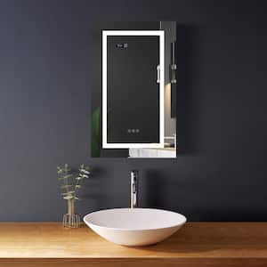 Kara 20 in. W x 32 in. H Rectangular Single Aluminum Framed LED Cabinet Wall Mounted Bathroom Vanity Mirror in Clear