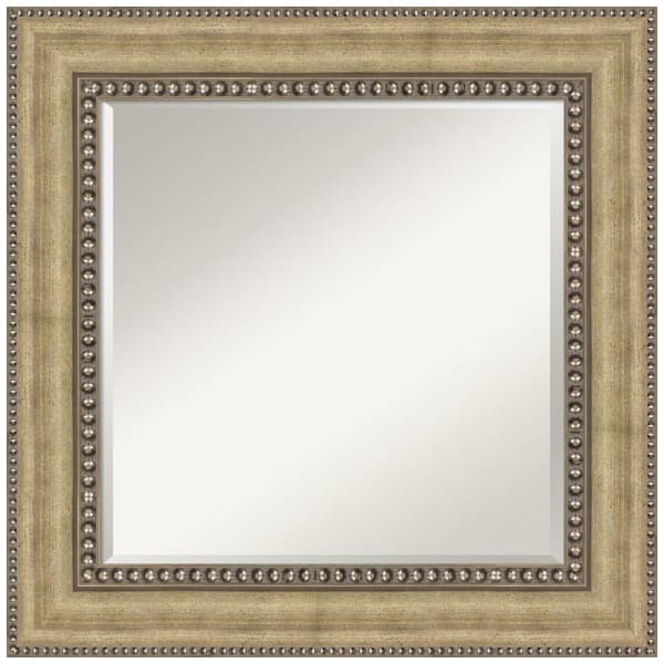 Amanti Art Astoria 27 in. W x 27 in. H Framed Square Beveled Edge Bathroom Vanity Mirror in Gold Champagne