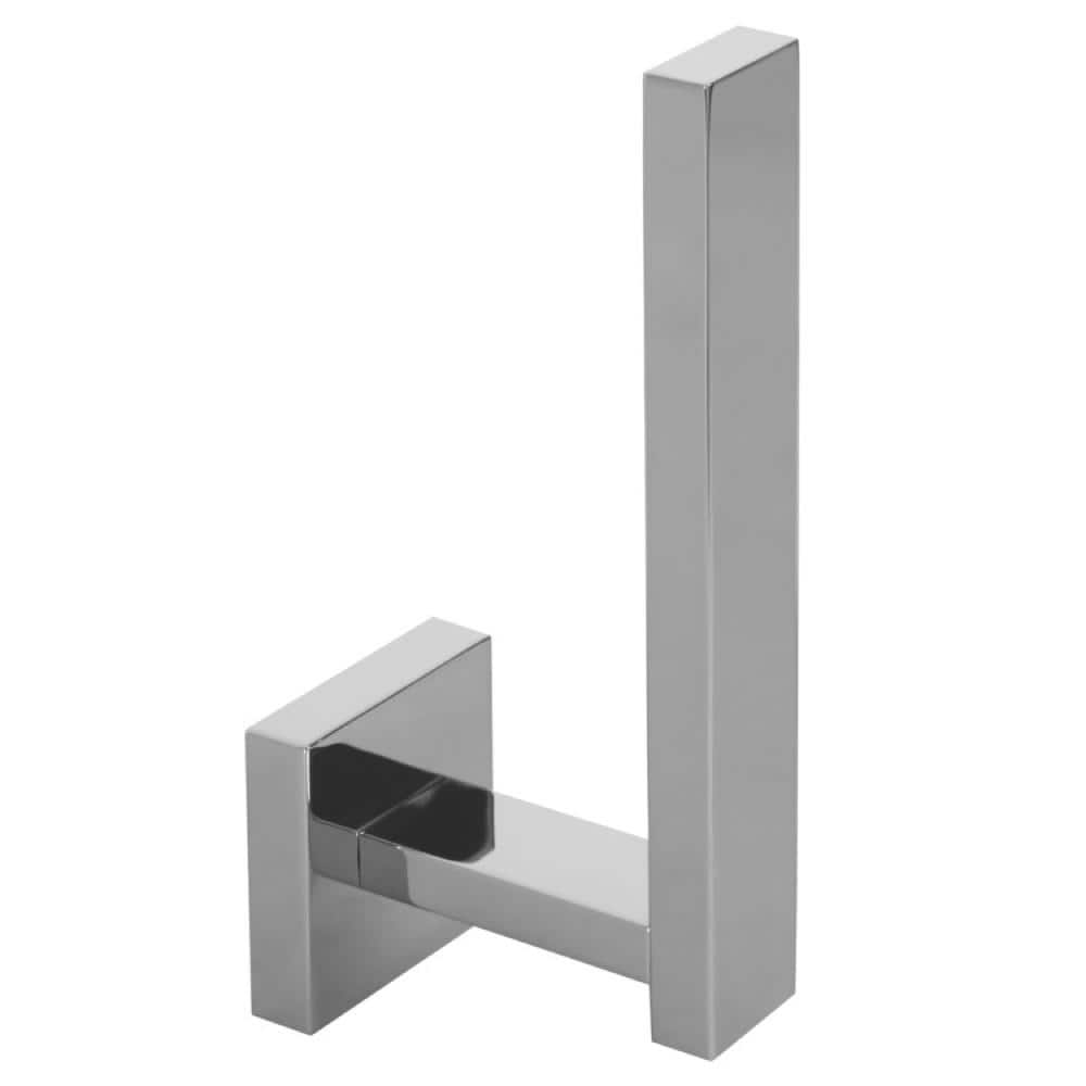 Chrome Vertical Brass Toilet Paper Holder with Square Mount