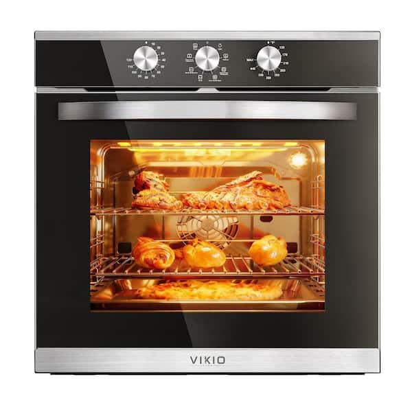 24 in. 2.83 cu. ft. single Electric Wall Oven with Convection and Manual Clean in Stainless Steel, Tempered Glass Door