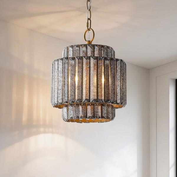 9.85 in. 1-Light Gold Crystal Chandelier, Modern Chandelier with Black Crystal Shade for Kitchen Island or Dining Room