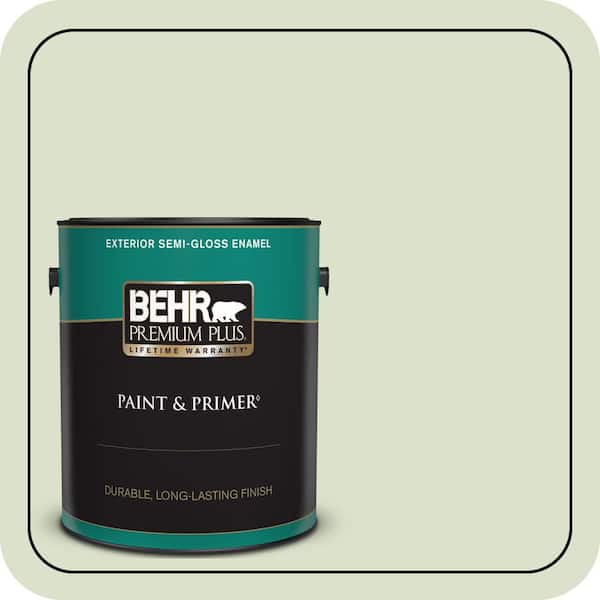 BEHR PREMIUM PLUS 1 gal. #420E-2 Palm Breeze Semi-Gloss Enamel Exterior Paint & Primer