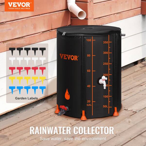 Gal.　Tank　Rainwater　Container　Home　Catcher　Rain　100　Water　ZDYSTJL100PVCHTGYV0　The　1000D　Storage　Garden　PVC　System　for　Barrel　Water　Collection　VEVOR　Depot