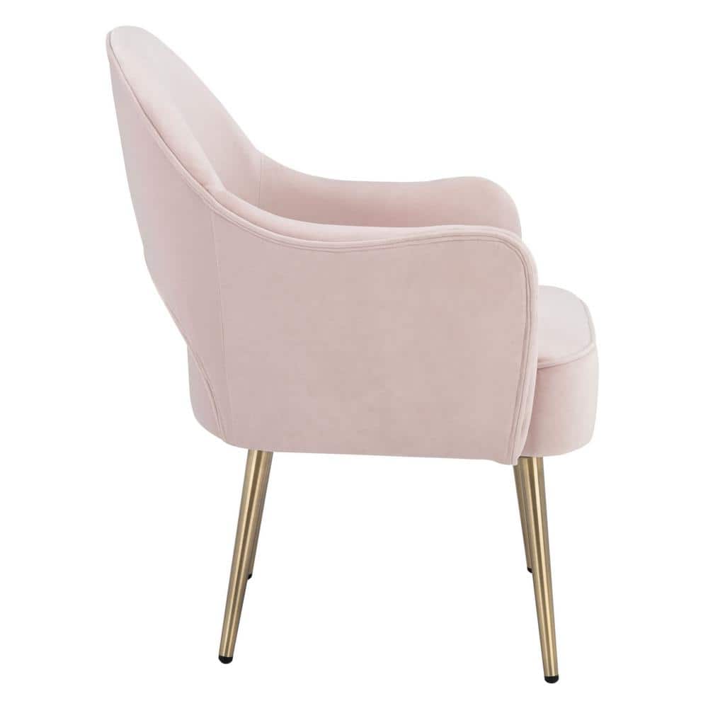 Evelyn Light Pink Velvet Accent Chair with Tapered Gold Legs