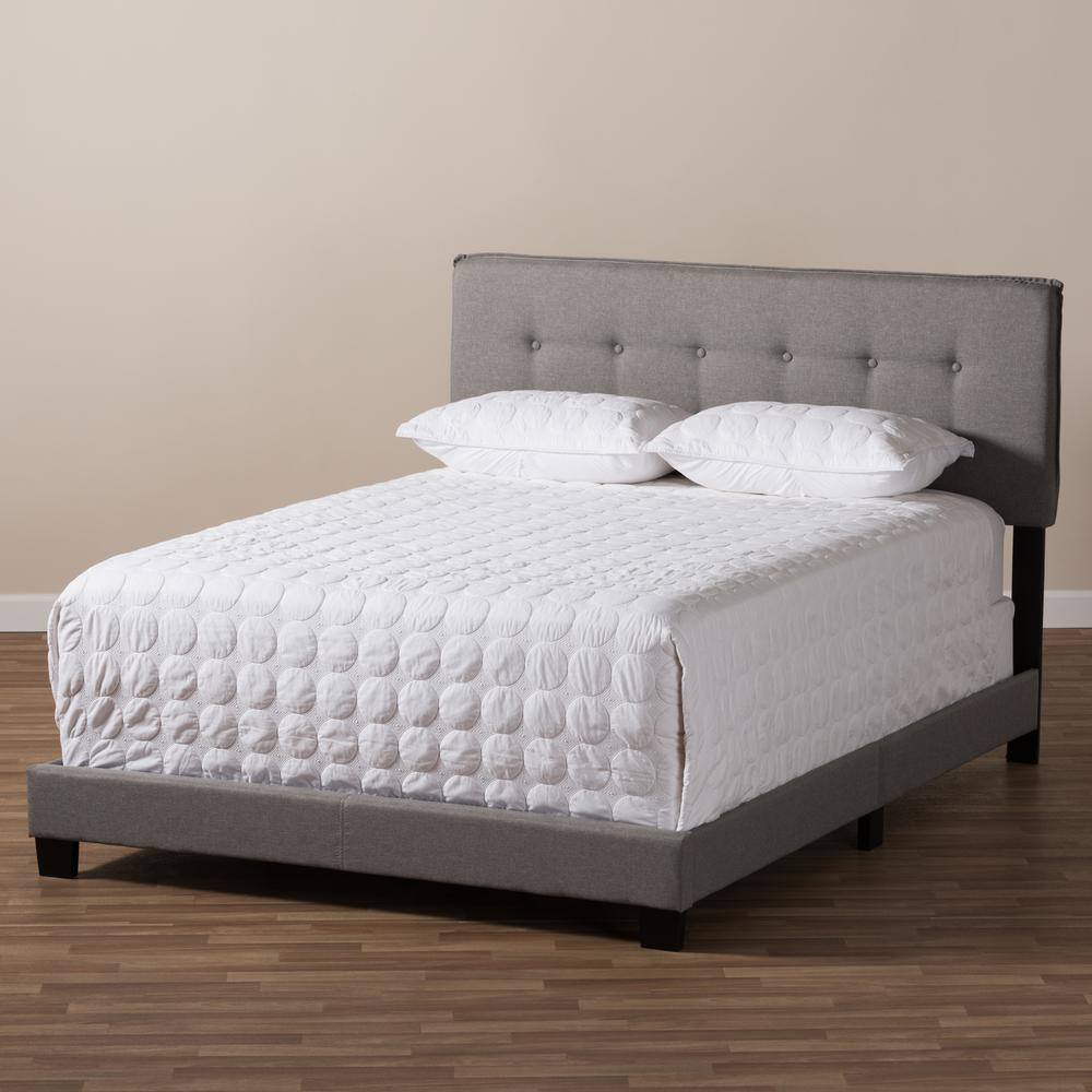 Audrey Light Grey Upholstered Queen Bed with Tufted Headboard
