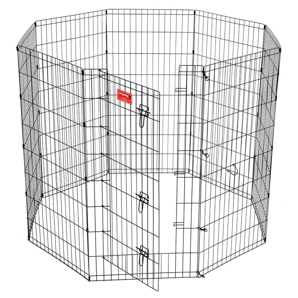 Lucky Dog 48" Black Metal Exercise Pen with Stakes