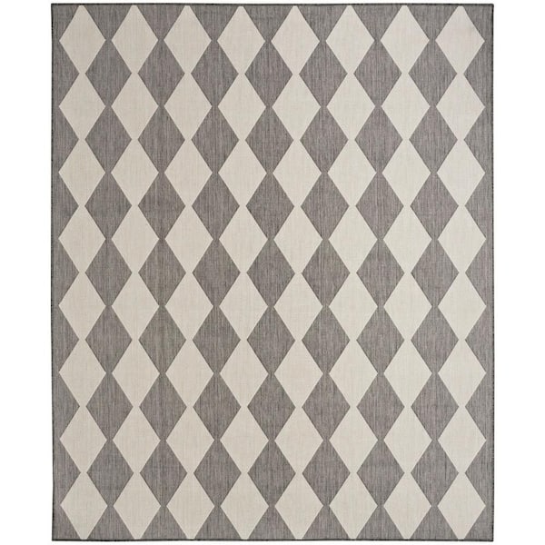 Positano Charcoal 10 ft. x 14 ft. Diamond Contemporary Area Rug