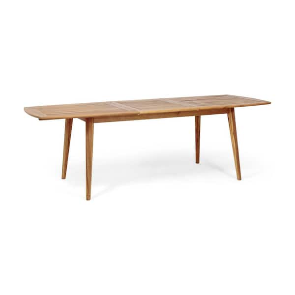 94.5 in. W x 35.5 in. D x 30 in. H Teak Acacia Wood Expandable Rustic Outdoor Dining Table with Slatted Design
