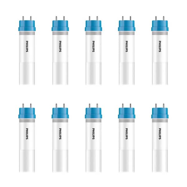Philips 32-Watt Equivalent 48 in. T8 Type A+B Tube G13 Base LED Linear Light Bulb Cool White 4000K (10-Pack)