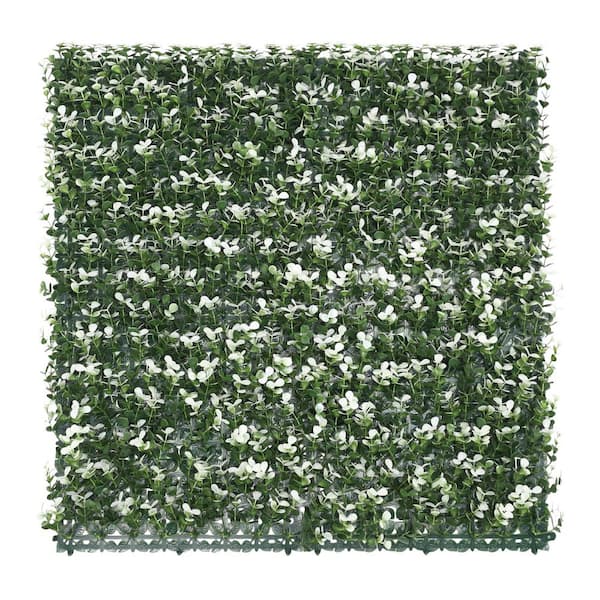 BANSA ROSE 20 in.Hx20 in. W Plastic Artificial Ivy White Shrub Leaves Hedge Privacy Garden Fence for Home Backyard Garden, 1-Pieces