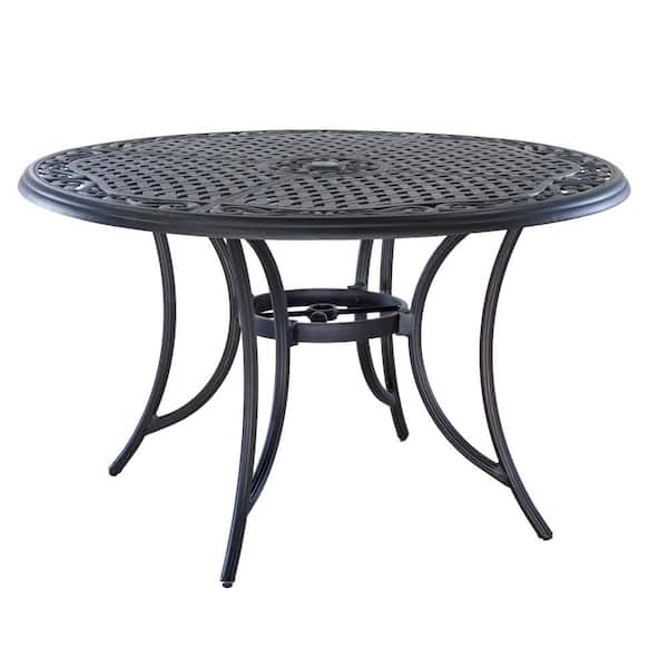 Mondawe Dark Bronze 48 in. W Round Cast Aluminum Outdoor Dining Table Patio Table