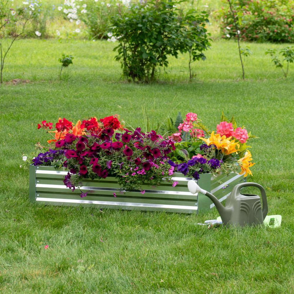 47" Square Silver Galvanized Steel Raised Garden Bed