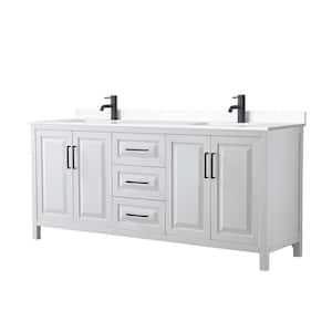 Daria 80 in. W x 22 in. D x 35.75 in. H Double Bath Vanity in White with White Cultured Marble Top