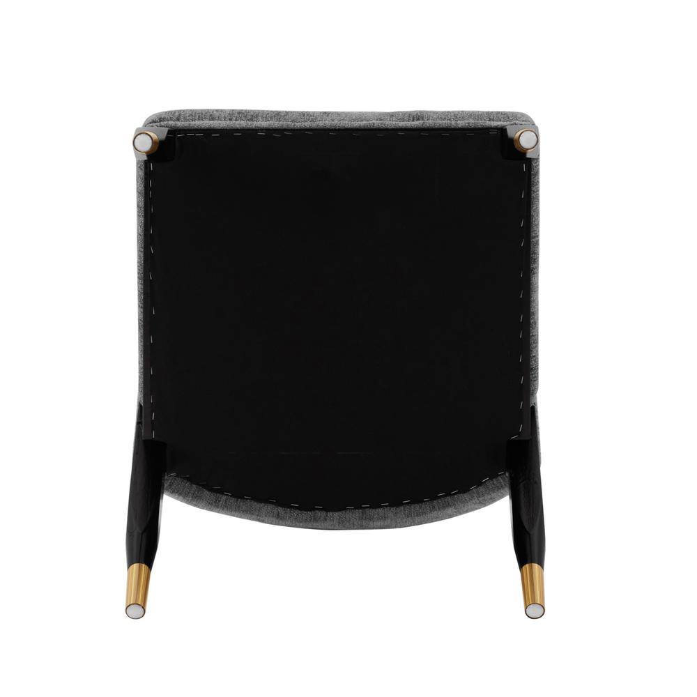 Gray Boucle Upholstered Side Chair with Elm Wood Legs