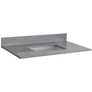 31 in. W x 22 in. D Engineered Stone Composite Vanity Top in Gray with White Rectangular Single Sink - Single Hole