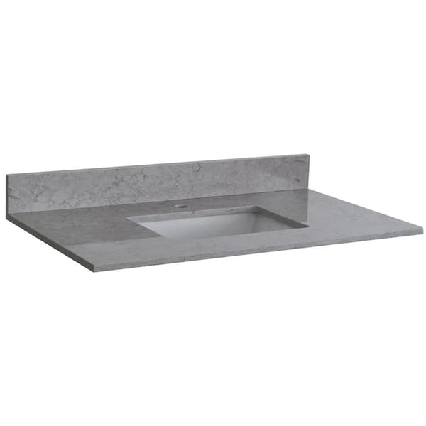 Boyel Living 31 in. W x 22 in. D Engineered Stone Composite Vanity Top in Gray with White Rectangular Single Sink - Single Hole