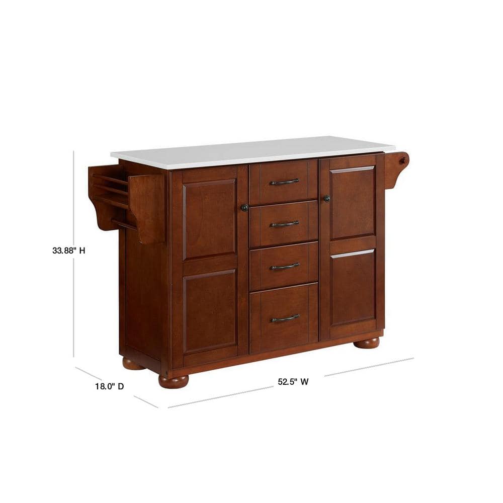 Eleanor Mahogany and White Granite Top Kitchen Island
