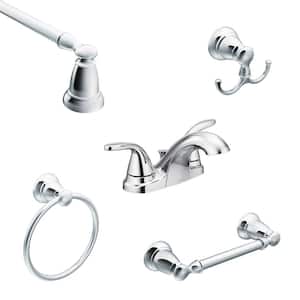Adler 4 in. Centerset 2-Handle Bathroom Faucet Combo Kit with Bath Hardware Set in Chrome (18 in. Towel Bar)