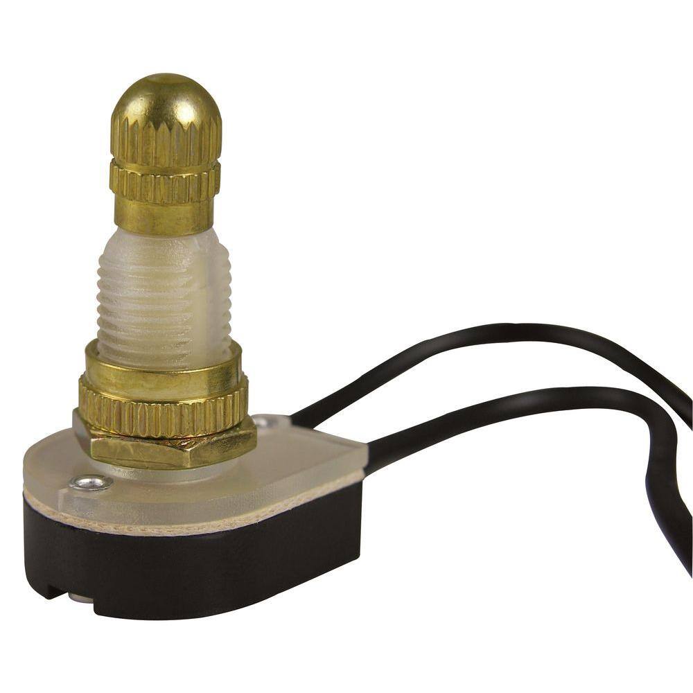 OFF CANOPY SWITCH ~ Polished Brass Knob w/ 6" Wire Leads ~ UL Listed ROTARY ON 