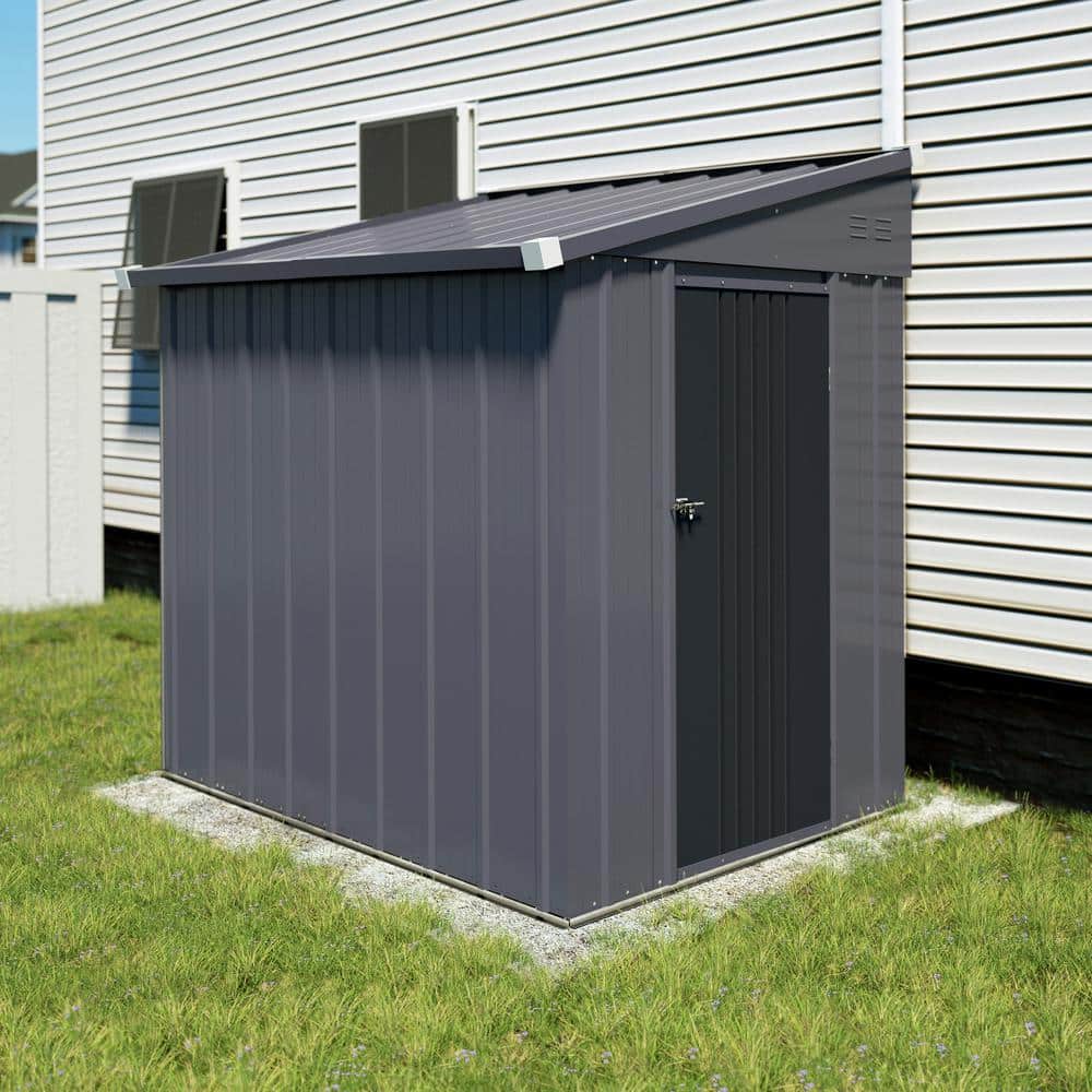 VEIKOUS 4 ft. W x 6 ft. D Metal Storage Lean-To Shed 24 sq.