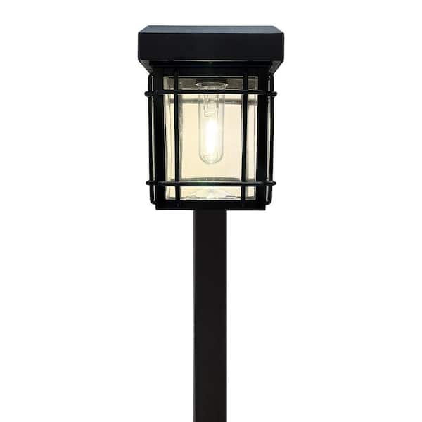 Monteaux Lighting Bel Air Black LED Outdoor Solar Pathway Lights with Clear Glass (4-Pack)