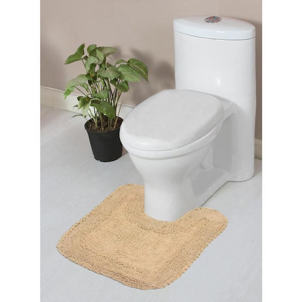 HOME WEAVERS INC Radiant Collection 100% Cotton Bath Rug Set, Machine Wash, 20x20 in. Contour, Linen
