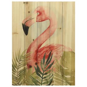 "Watercolor Flamingo Composition II" Arte de Legno Digital Print on Solid Wood Wall Art