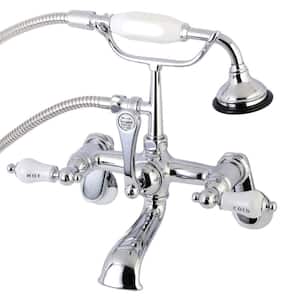 Traditional Adjustable Center 3-Handle Claw Foot Tub Faucet with Handshower in Chrome