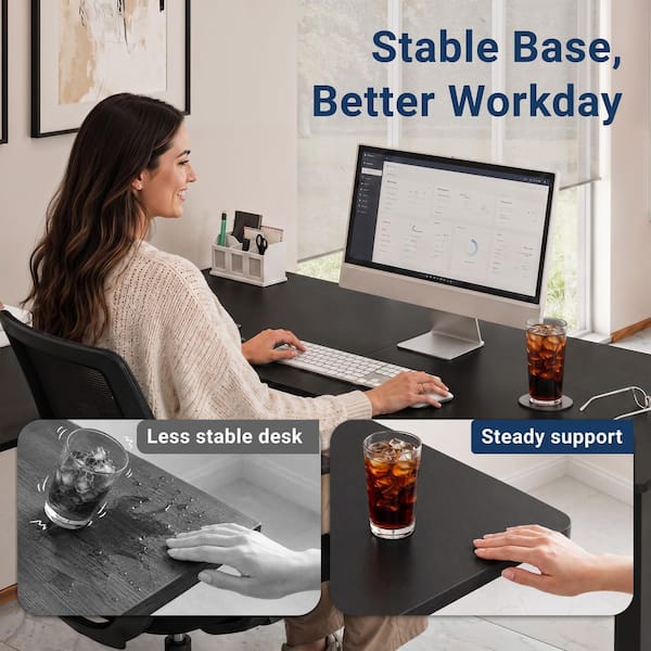 TECHNI MOBILI 63 in. Black L-Shaped Electric Standing Desk with 3