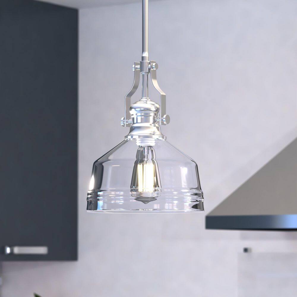 Beloit 9" Satin Nickel and Glass Mini Pendant Light