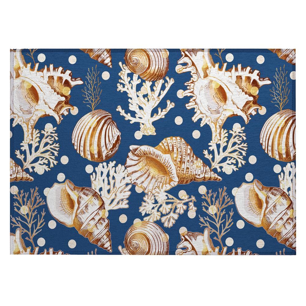 Surfside Blue 1 ft. 8 in. x 2 ft. 6 in. Geometric Indoor/Outdoor Area Rug