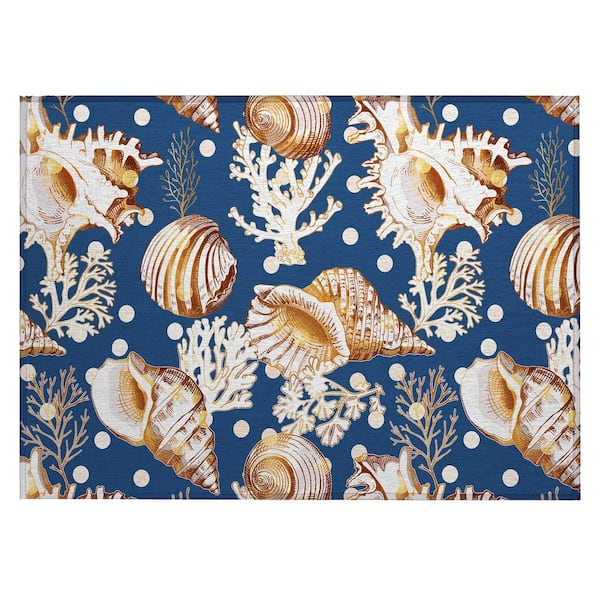 Addison Rugs Surfside Blue 1 ft. 8 in. x 2 ft. 6 in. Geometric Indoor/Outdoor Area Rug