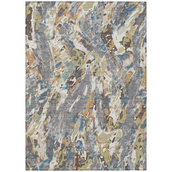 Chantille Machine Washable Indoor/Outdoor Abstract ACN2441 Gray 8 ft. x 10 ft. Area Rug