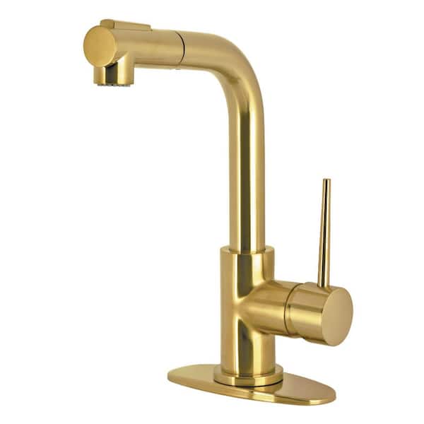 New York 1-Handle Deck Mount Bar Prep Faucet in Brushed Brass