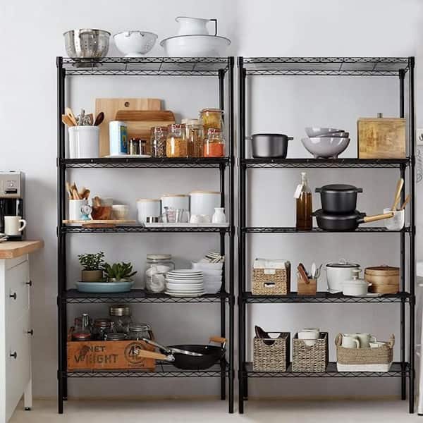 5-Shelf Storage Shelves, Adjustable Heavy Duty Wire Metal Shelving Unit, Chrome