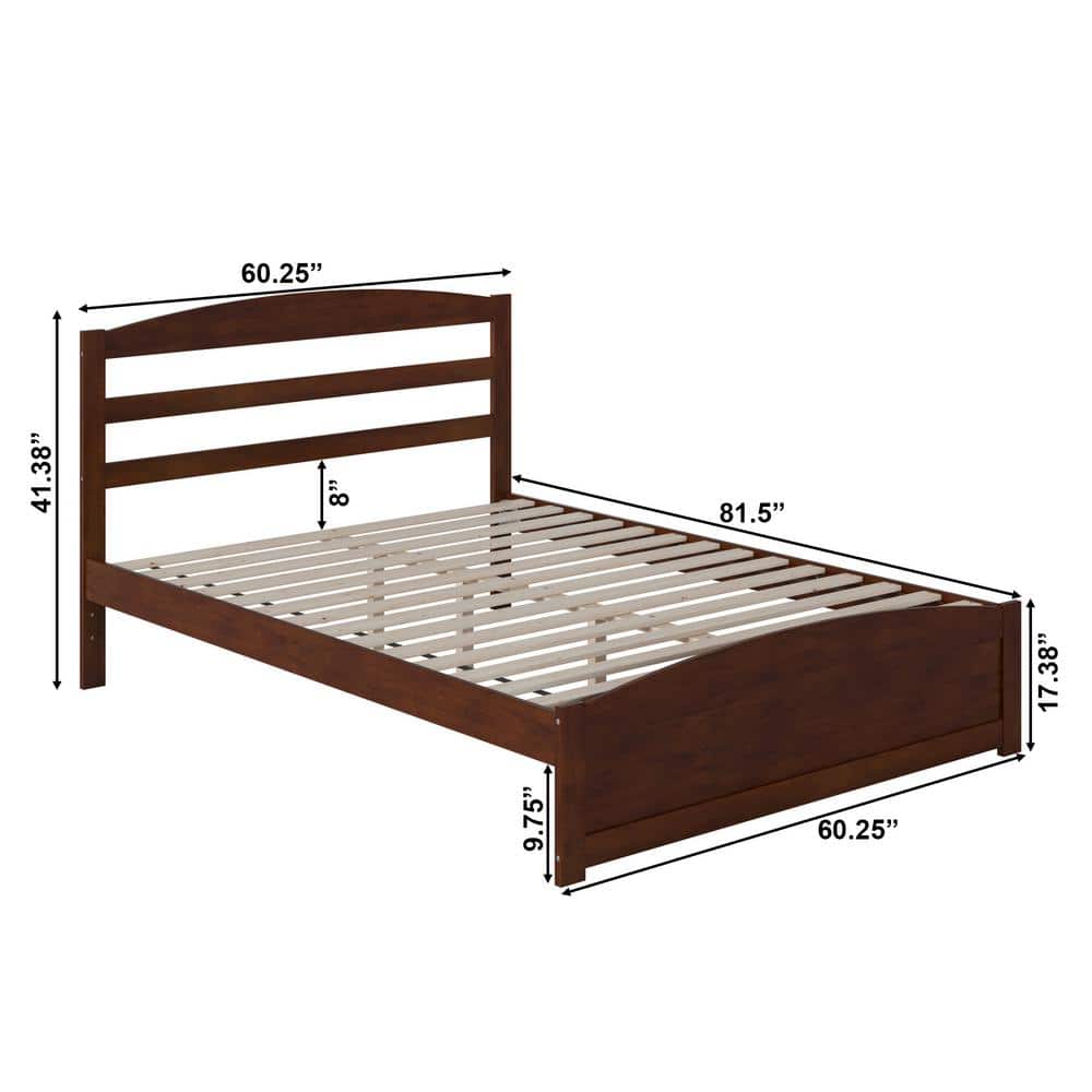 Warren Walnut Queen Platform Bed with Slatted Headboard