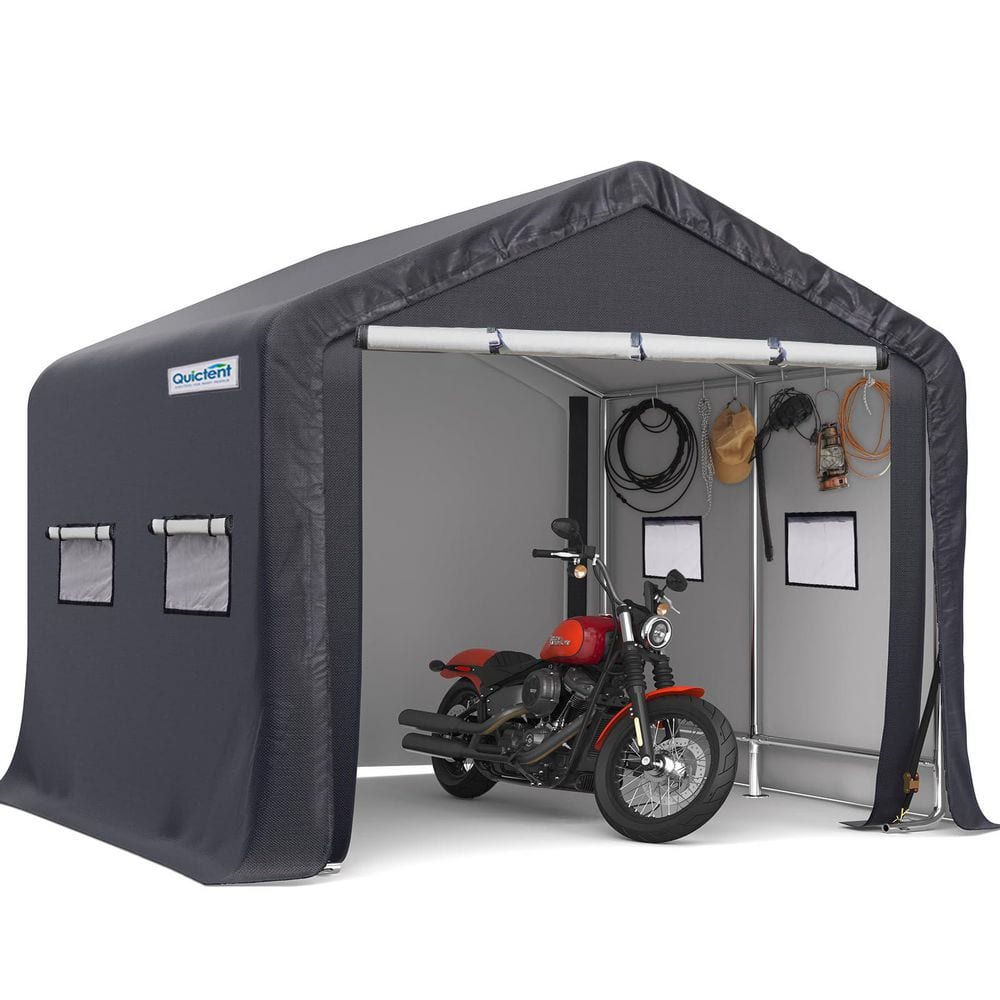 10 ft. W x 10 ft. D Carport with Roll-up Ventilated Windows, Heavy Duty Por