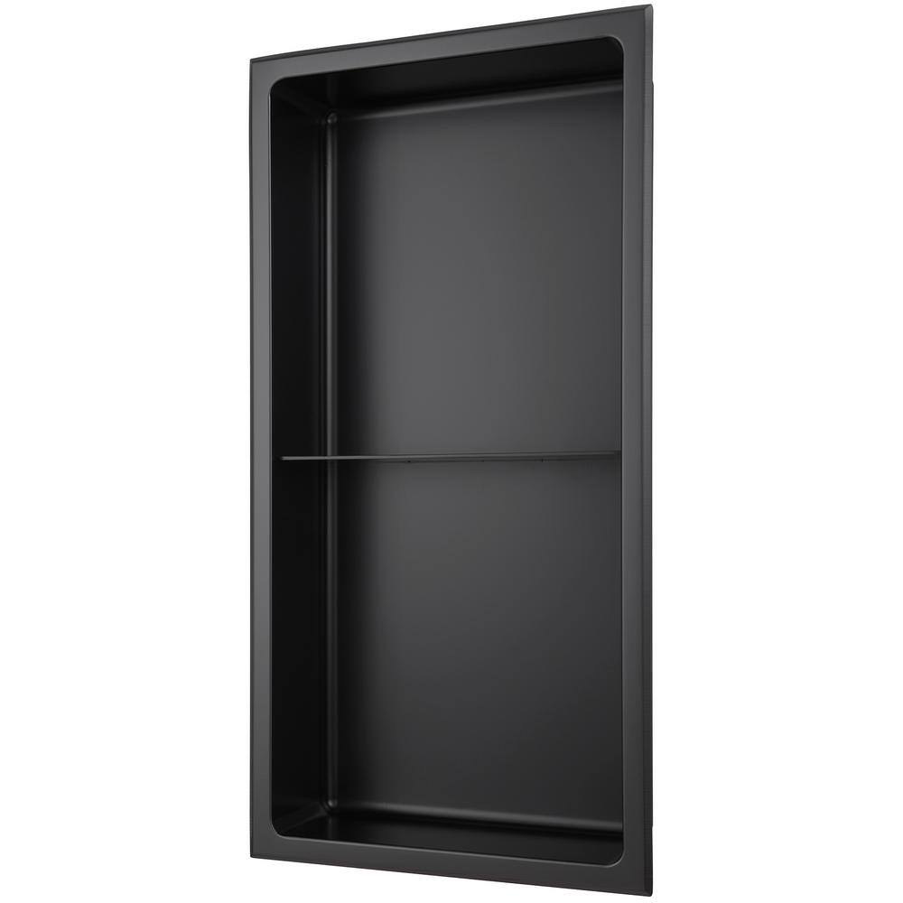 Matte Black Stainless Steel Double Shelf Shower Niche