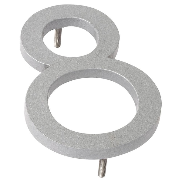 Montague Metal Products 4 in. Silver Aluminum Floating or Flat Modern House Number 8