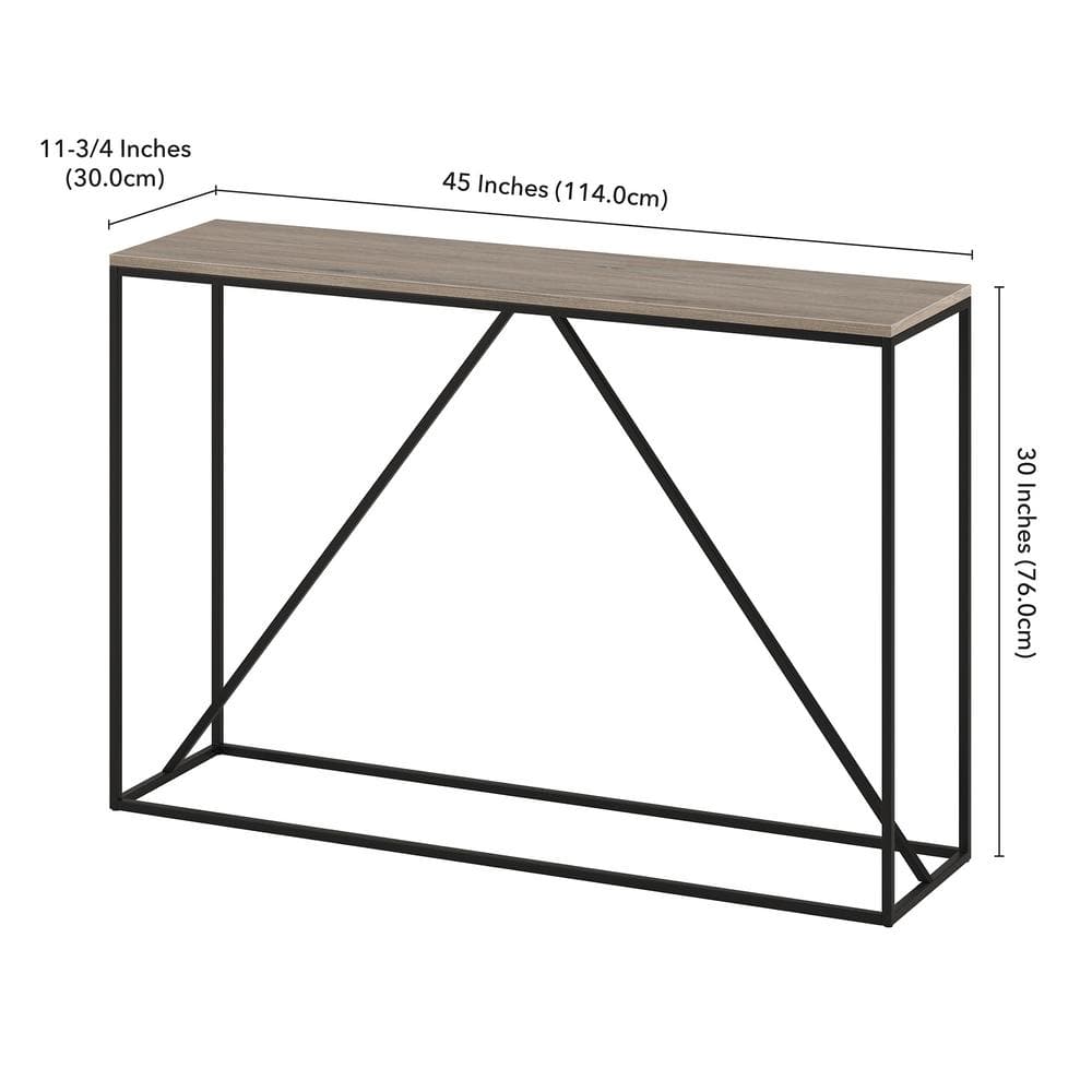 Nia 45" Blackened Bronze and Gray Oak Console Table