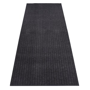 Ottawa Cut to Size Grey Color Ribbed Style 26 inches Width x Your Choice Length Custom Size Slip Resistant Runner Rug