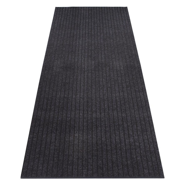 RugStylesOnline Rubber Collection Solid Black 26 in. Width x Your Choice Length Custom Size Runner Rug