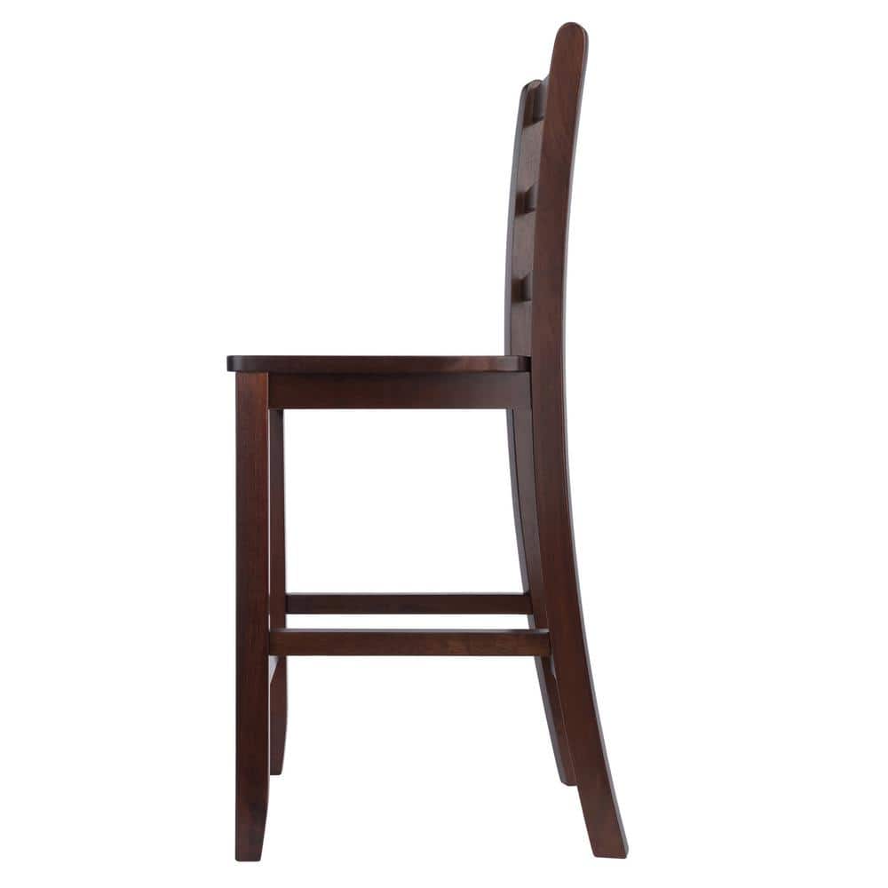 Benjamin Walnut Ladder-Back Wood Counter Stools, Set of 2