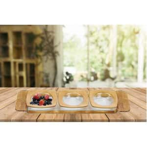 18 in. L x 2 in. H Handcrafted Gold Decor Glass Serving Set 4-Piece